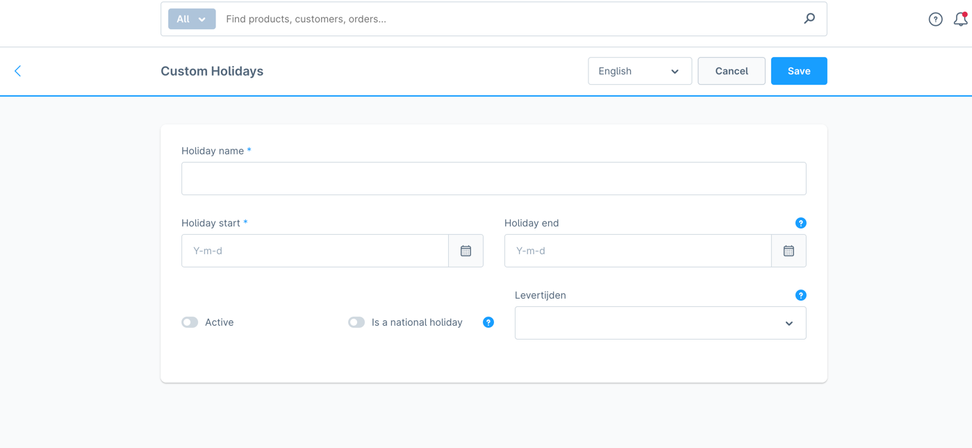 Create custom holiday